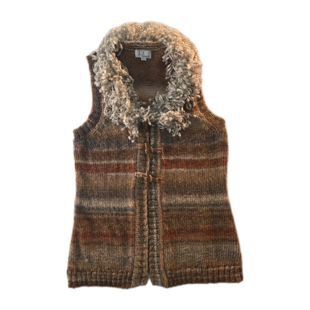 Multicolored Ponsesa Sleeveess Cardigan - Size L